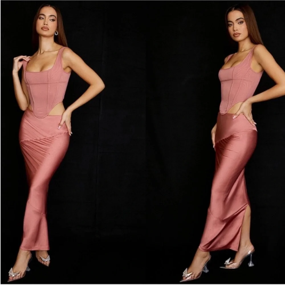 HOUSE‎ OF CB 'Sydel' Ruby Satin Bias Cut Maxi Skirt NWOT Size S